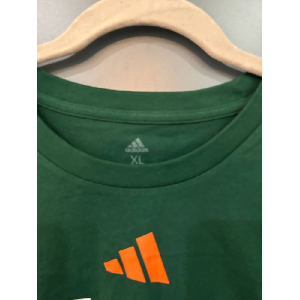 NWT Men's Adidas Green Miami Hurricanes Logo Fresh T-Shirt, Size: XL - Picture 3 of 5